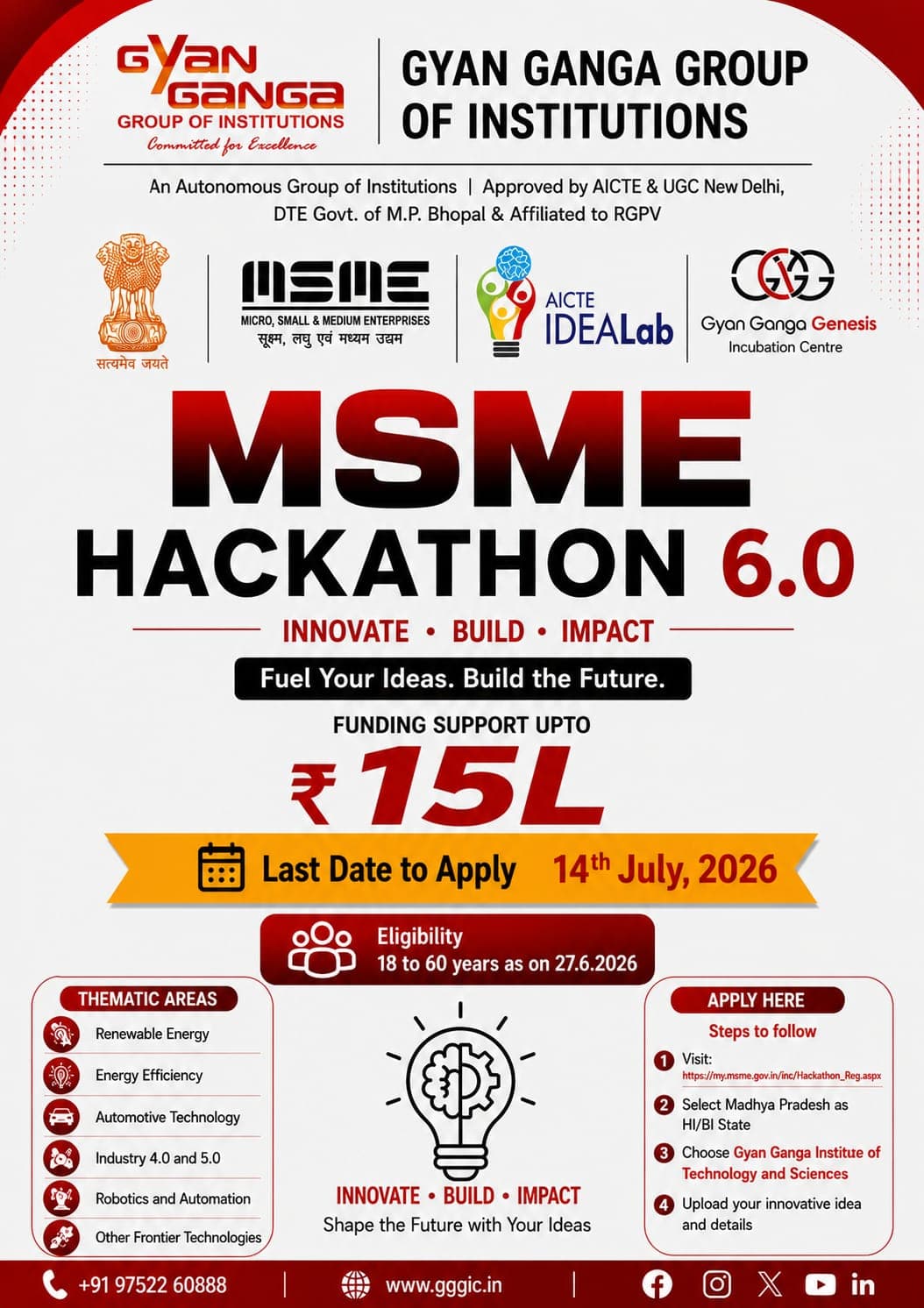 🏆 🌍 MSME Hackathon 6.0  🌍🏆
 Gyan Ganga Institute of Technology & Sciences 
